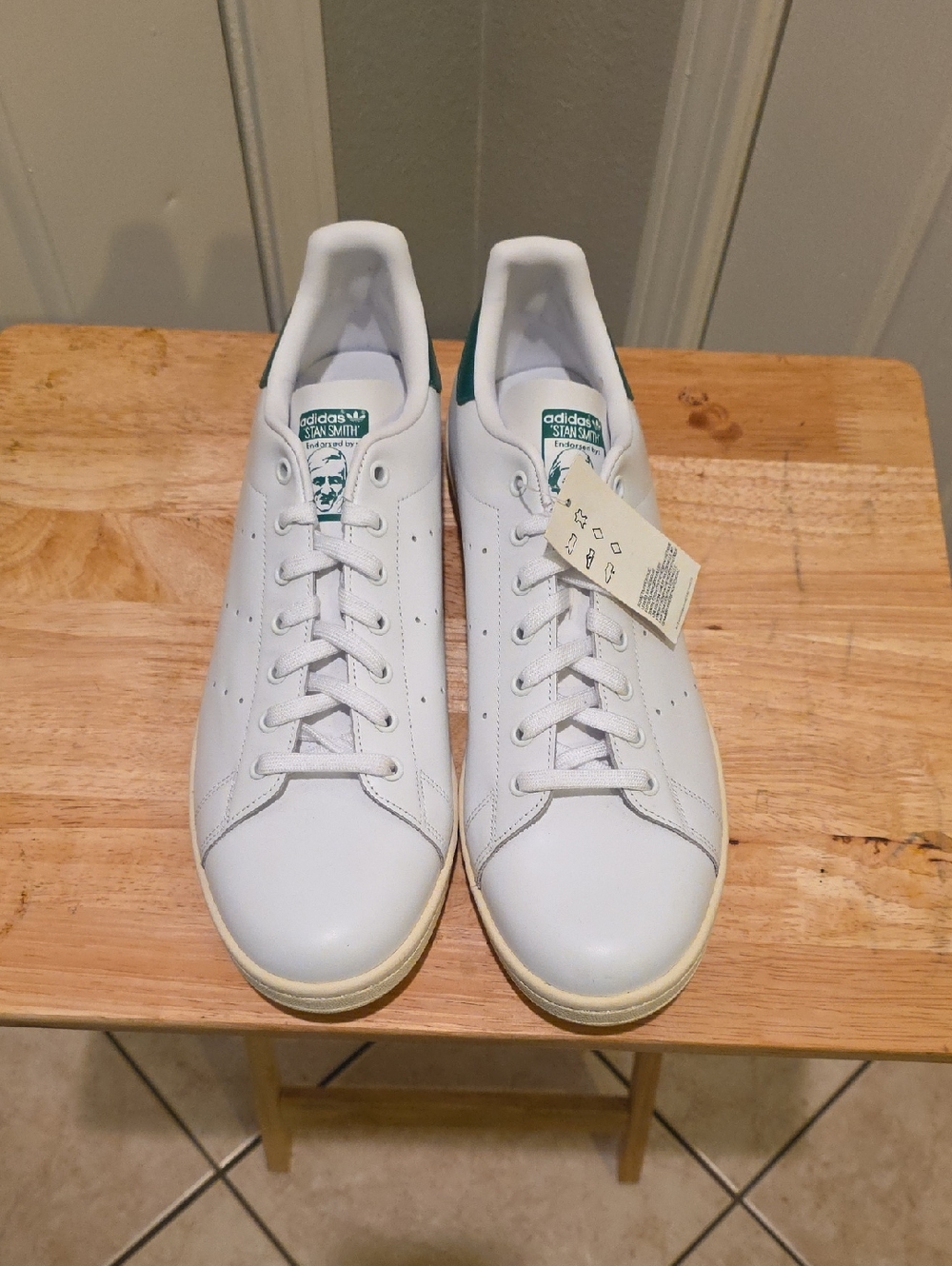 adidas Stan Smith White Sneakers with Green Heel Tabs